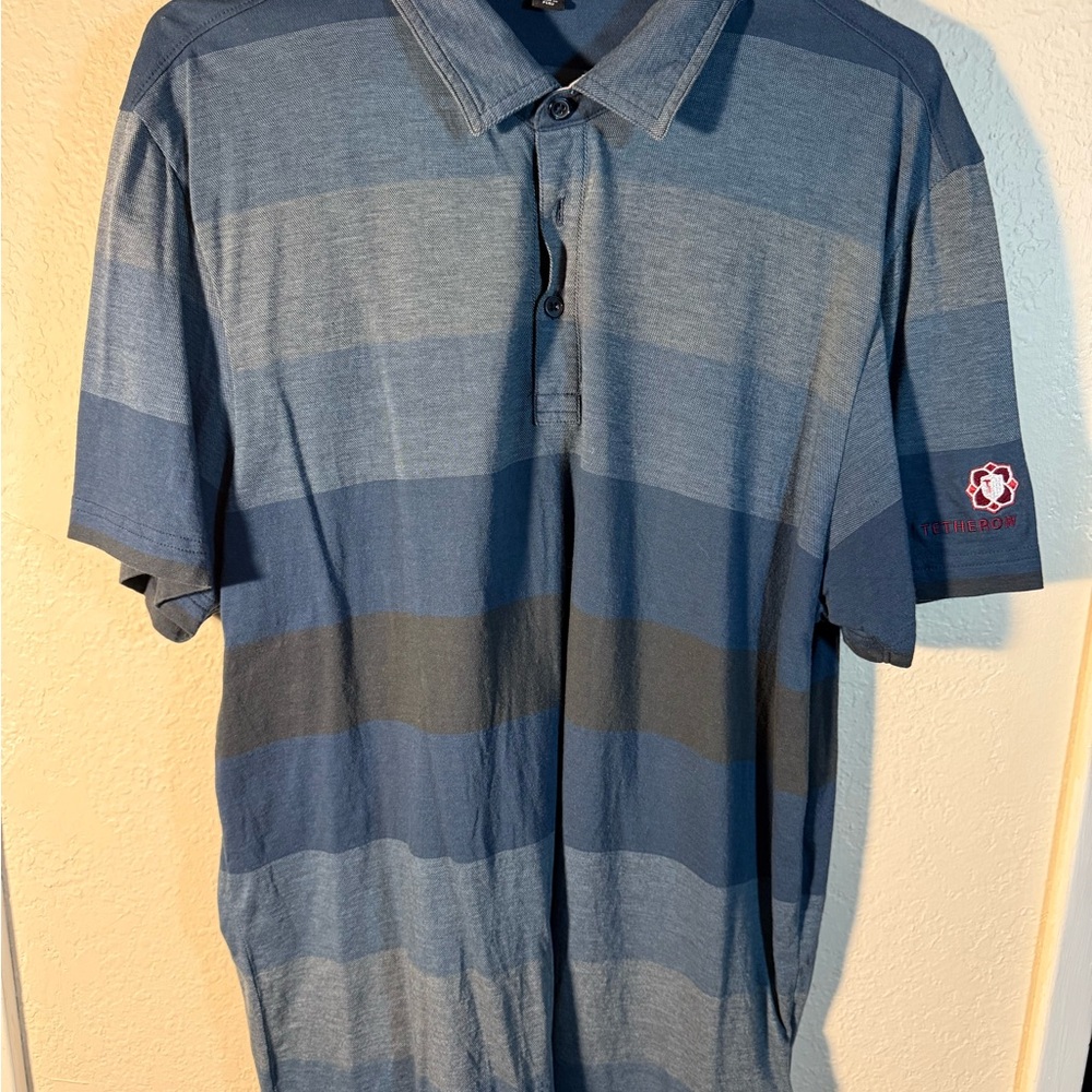 Travis Mathew Men's Blue Striped Polo Shirt